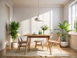 © Man888 - Minimalist White Room Interior Mockup: Natural Wood Table & Decor