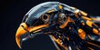 © xoan - Robotic eagle head, close-up, dark background, tech concept