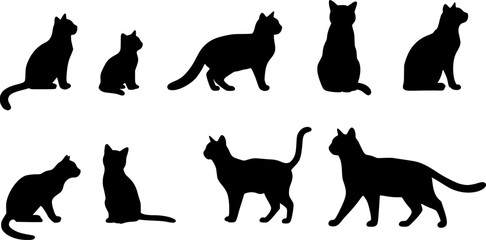 Naklejka na meble cats set silhouette isolated vector
