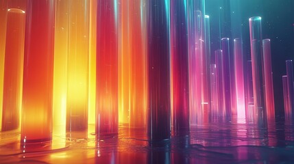 Wall Mural - abstract vibrant light pillars representing energy and color flow in a modern artistic digital envir