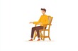 © AHNH2 - Man Sitting on Wooden Chair in Bright Minimalist Design Style