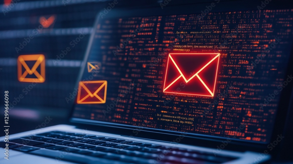 Cybersecurity Alert: Phishing Email Warning Pop-Up on Laptop Screen ...