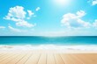 © SEUNGJIN - Beautiful beach with white sand in sunny summer day. Turquoise ocean water and blue sky with clouds . Natural background for summer vacation, soft focus, space for text
