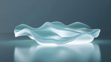 Wall Mural - Soft glowing glass ripples undulating gracefully in a minimalist futuristic art piece