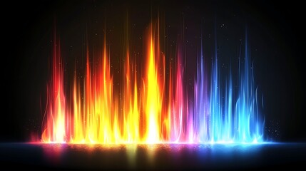 Wall Mural - abstract colorful flames on black background ideal for visual effects or backgrounds