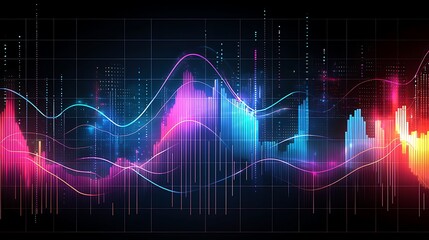 Wall Mural - Abstract digital graph illustration with light effects over black background