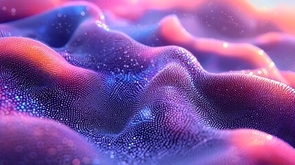 Wall Mural - abstract wavy surface with points and colorful light, ideal for a design background