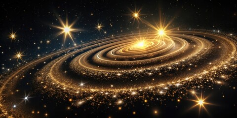 Wall Mural - a celestial tapestry of golden stardust and radiant stars, embracing the cosmos in a spiraling dance