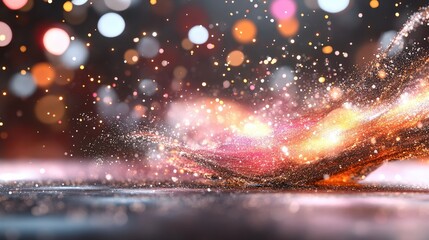 Wall Mural - colorful particles swirling in vibrant patterns with bright bokeh lights, creating a mesmerizing abs