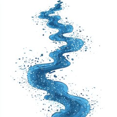 Aufkleber - Abstract Blue Water Stream Flowing on White Background