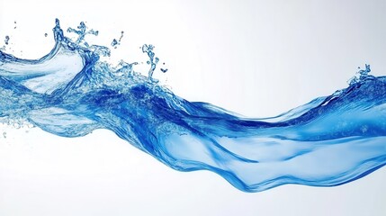 Poster - Abstract Blue Water Wave Splash on White Background
