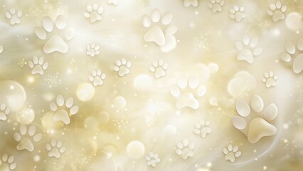 Wall Mural - Golden Hour Paw Prints A Festive Background of Animal Tracks on a Sparkling, Soft, and Dreamy Texture