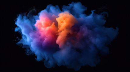 Wall Mural - close-up view of colorful smoke in dynamic motion against a black backdrop