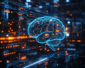 Aufkleber - Artificial intelligence brain in a cuttingedge factory lab
