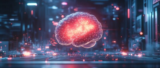 Aufkleber - Futuristic artificial intelligence brain in a hightech factory lab