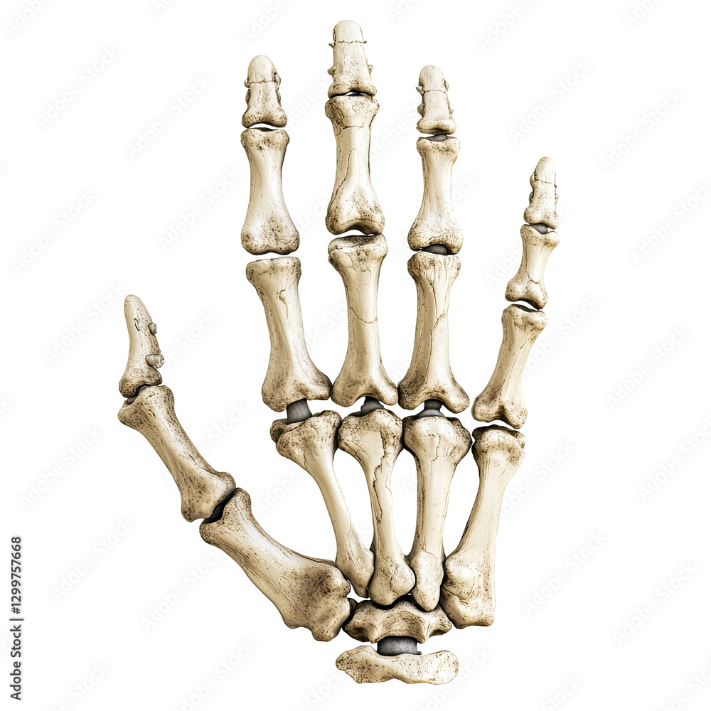 Detailed Image of an Isolated Human Skeleton Hand Showing Bone ...