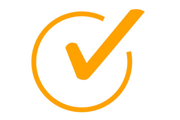 Wall Mural - yellow check mark icon in circle for logo, web, apps, website, ui design