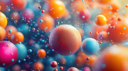 Wall Mural - vibrant textured spheres float above a scattered surface creating an intriguing visual contrast