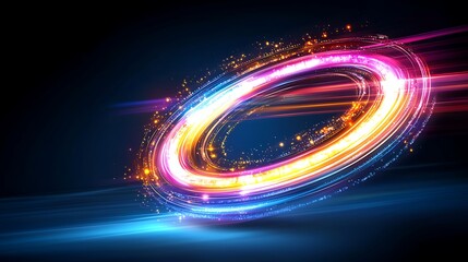Wall Mural - glowing light trails in a circular motion. sci-fi element, tech background