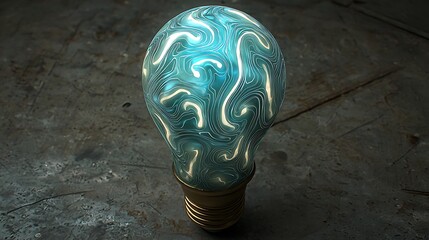 Wall Mural - glowing patterned light bulb on a textured surface, for tech, ideas, energy