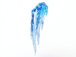 Poster - Abstract Blue Icicle Crystal Melting on White Background