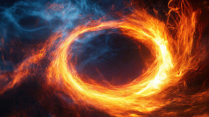 Wall Mural - vibrant flames swirling in a circle orbit rotation, forming an abstract background