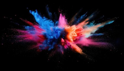 Aufkleber - Vibrant Color Powder Explosion on Black Background