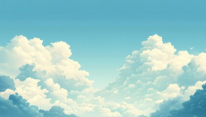 Poster - Peaceful Blue Sky with Fluffy White Clouds