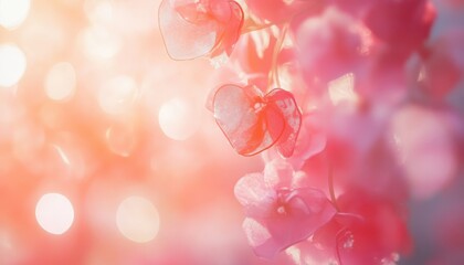 Aufkleber - Delicate Pink Blossoms in Soft Sunlight: A Romantic Floral Image
