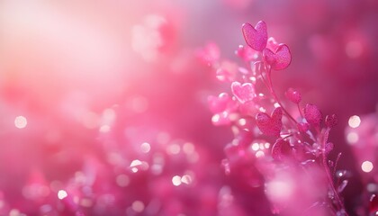 Leinwandbilder - Soft Pink Flowers with Dewdrops in a Dreamy Setting