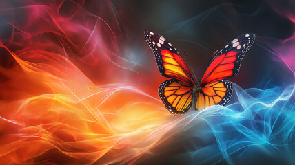 Wall Mural - Dynamic abstract light waves in multiple colors blending seamlessly across the background