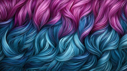 Wall Mural - Abstract pink and blue wavy hair texture background