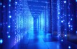 © TommyNa - Futuristic corridor with glowing blue digital streams, representing data flow and advanced technology. Ideal for cybersecurity, AI, and innovation concepts