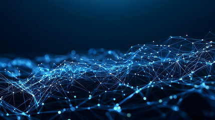 Abstract Blue Network Connection Background with Glowing Dots and Lines