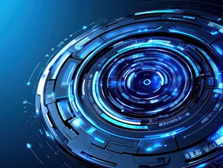 Poster - Abstract Futuristic Technology Background with Glowing Blue Circles and Lines