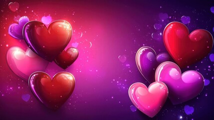 Poster - Colorful abstract heart patterns for digital wallpaper designs and backgrounds