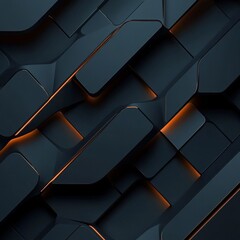 Poster - Abstract Dark Tiles with Orange Highlights - Modern Geometric Design for Backgrounds and Wallpapers.