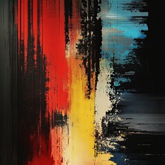 Fototapete - Chromatic Cascade: A Bold Abstract Painting with Textured Layers and Vibrant Contrasts