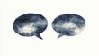 © Abba - Two textured blue speech bubbles, isolated. Ideal for communication, conversation, or dialogue concepts.