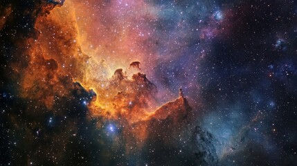 Wall Mural - Vibrant Cosmic Nebula in Deep Space with Stars and Colorful Gas