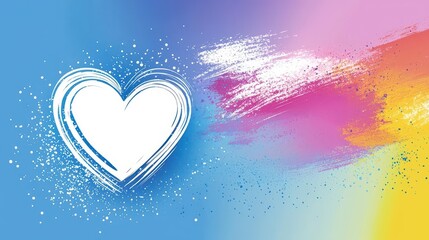Leinwandbilder - Heart shape with colorful paint splashes and vibrant patterns on a white background