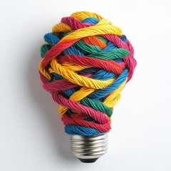Poster - Colorful Idea: Light Bulb Wrapped in Vibrant Thread, Concept of Creativity and Innovation 