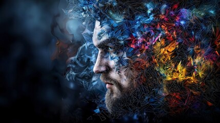 Poster - A stunning portrait of an artist digital realm visual art surreal environment side view creativity explored