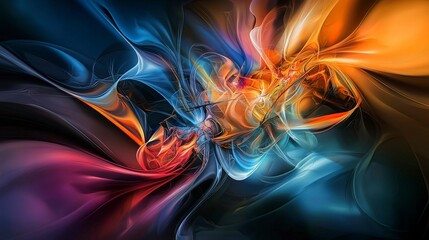 Aufkleber - Aesthetic digital abstract art swirling colors and shapes in a dynamic gallery environment