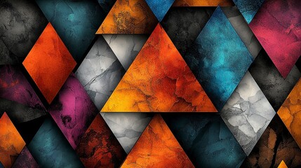 Fototapete - Vibrant abstract art close-up of geometric triangular designs in digital format