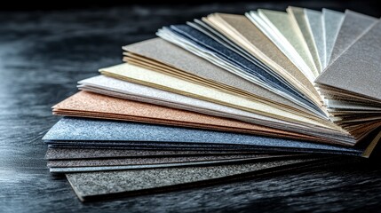 Aufkleber - Textured paper samples display craft room photography neutral palette top-down view design inspiration