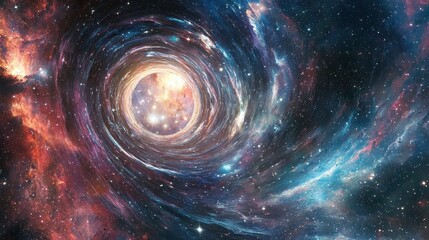 Wall Mural - spiraling galaxy with colorful stars and cosmic energy vortex