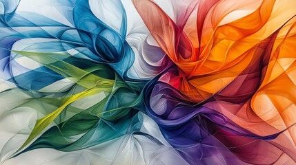 Poster - Vibrant abstract painting artist studio digital art colorful environment close-up view organic shapes