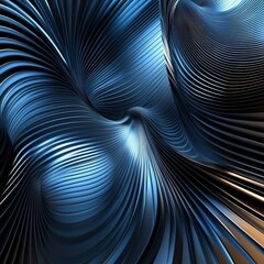 Leinwandbilder - Abstract Metallic Blue Wave: A mesmerizing 3D rendering of a swirling, reflective surface creating a sense of depth and movement.