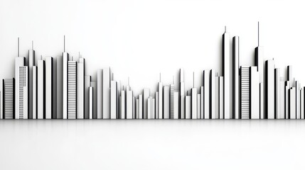 Poster - Monochrome City Skyline Illustration Minimalist Geometric Building Design